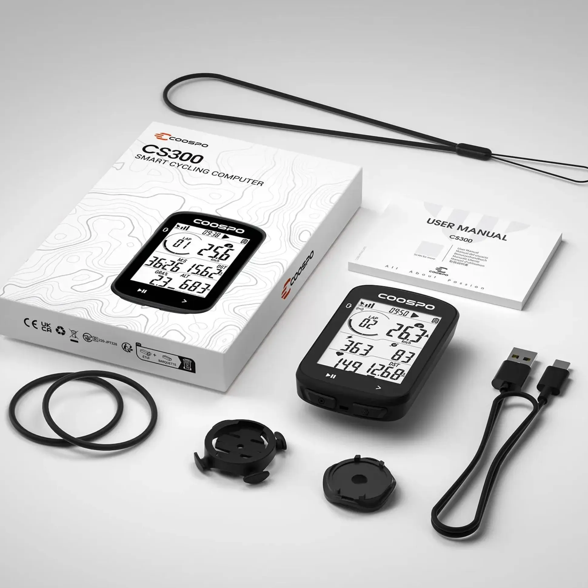 Ciclocomputer Coospo Gps CS300 - Nero