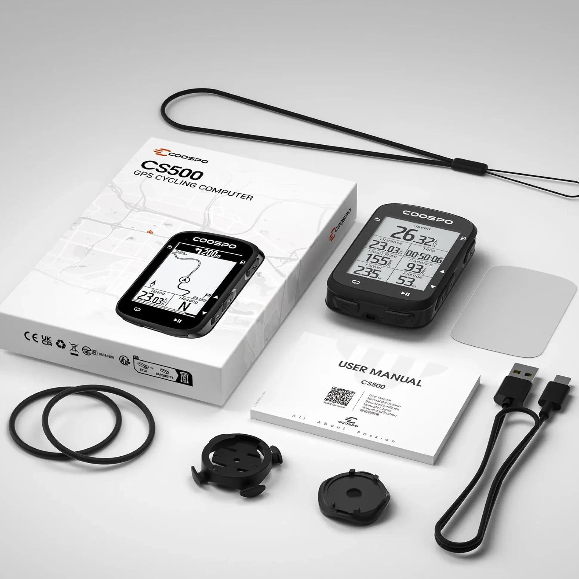 Ciclocomputer Coospo Gps CS500 - Nero