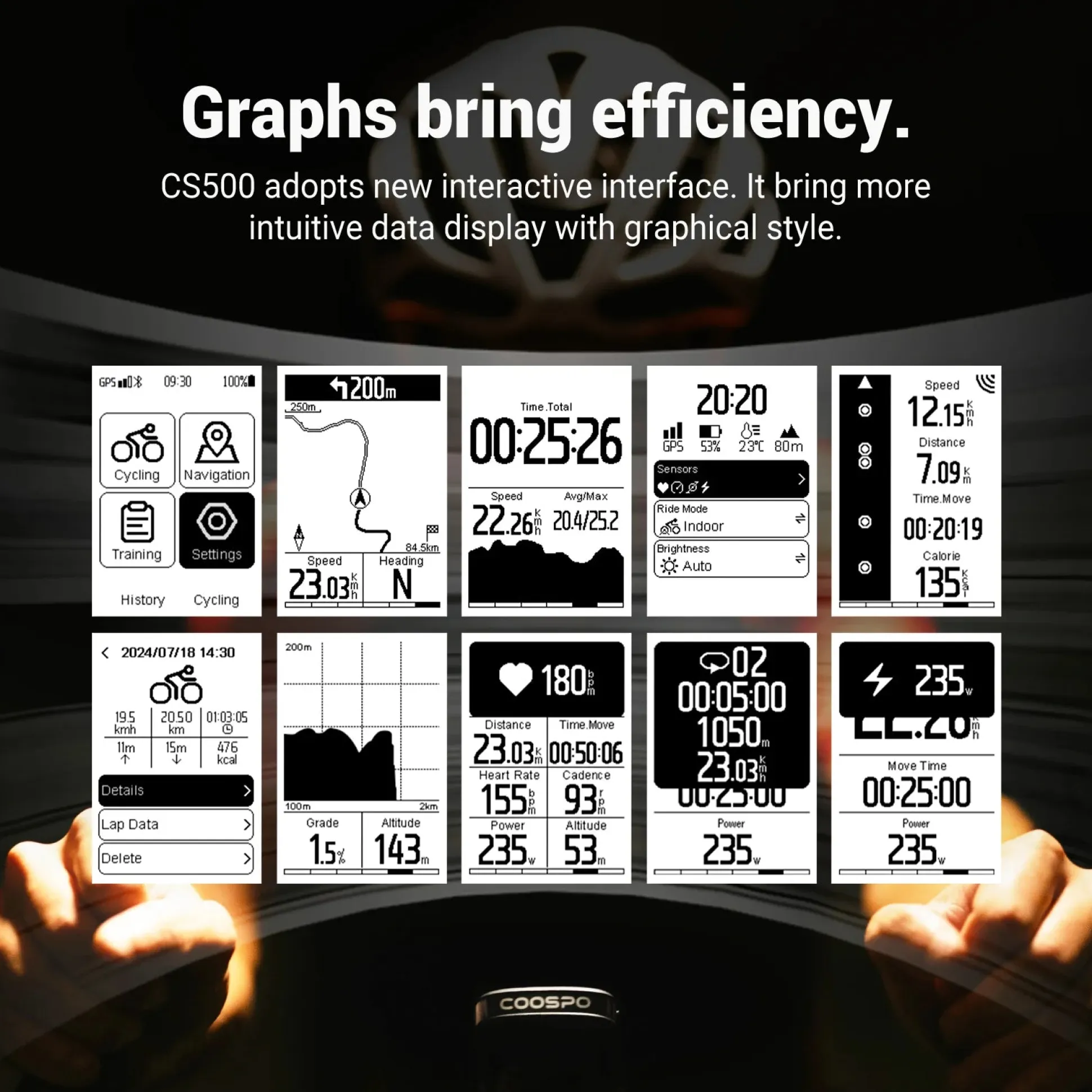 Ciclocomputer Coospo Gps CS500 - Nero