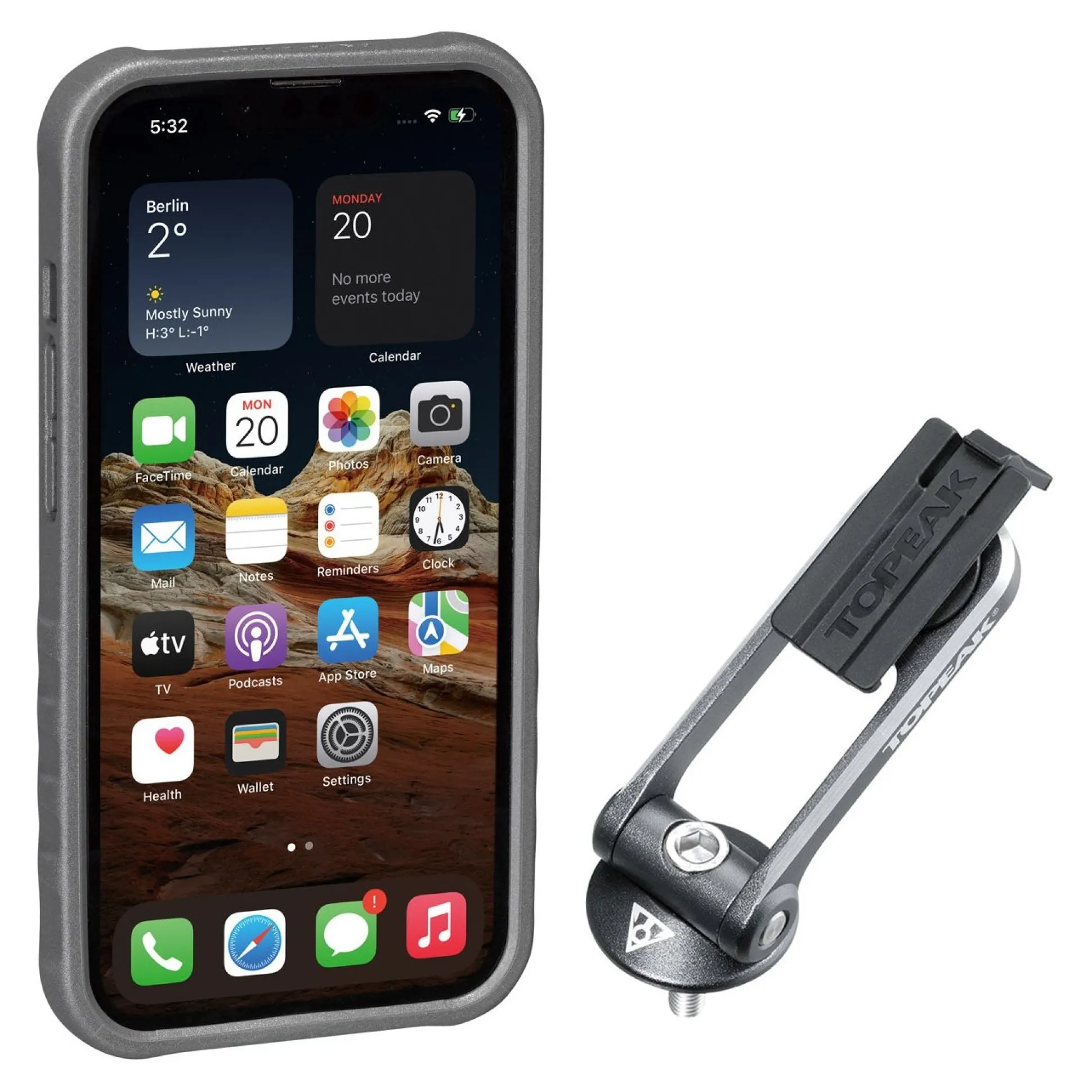 Custodia Topeak RideCase per iPhone 13 Mini nera/grigia con supporto