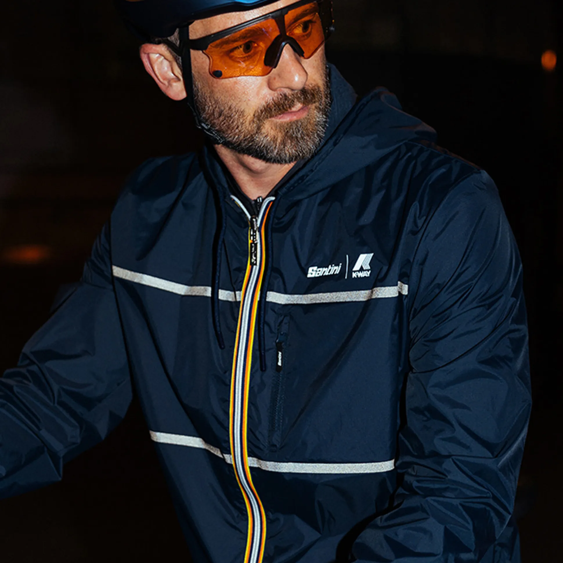 Giacca antivento reversibile Santini x K-WAY - Blu