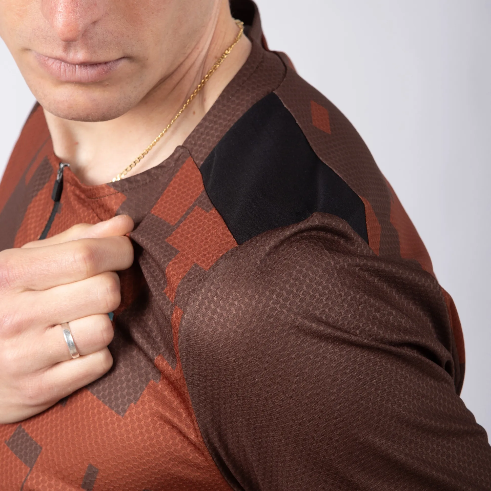 Maglia Jëuf Pro Gravel con zip - Marrone