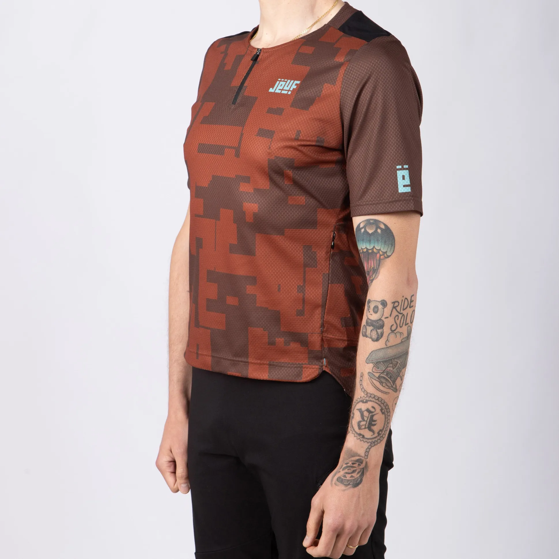 Maglia Jëuf Pro Gravel con zip - Marrone