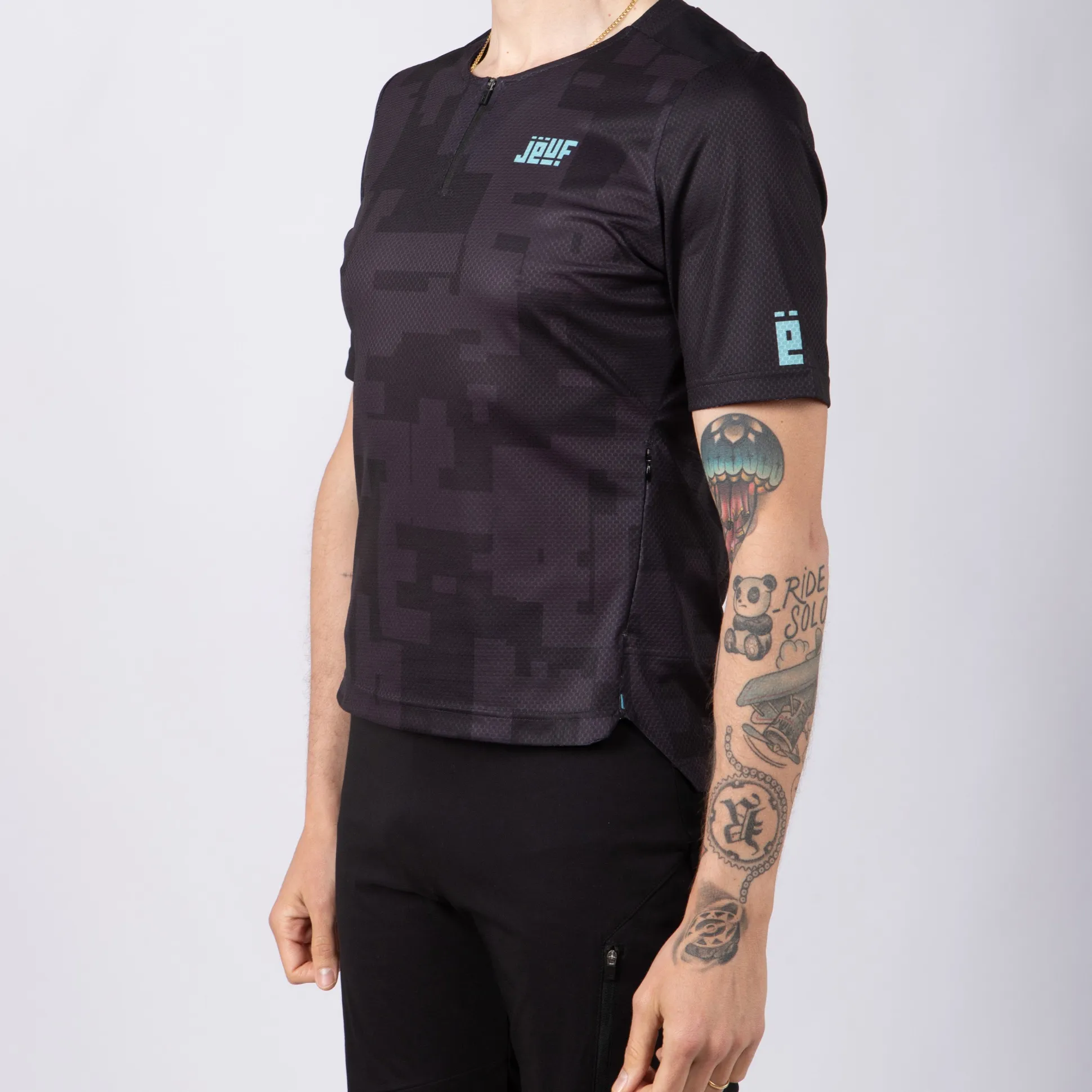 Maglia Jëuf Pro Gravel con zip - Nero