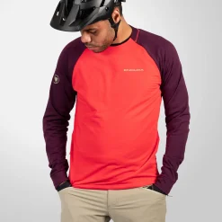 Maglia maniche lunghe Endura Singletrack Fleece - Rosso viola