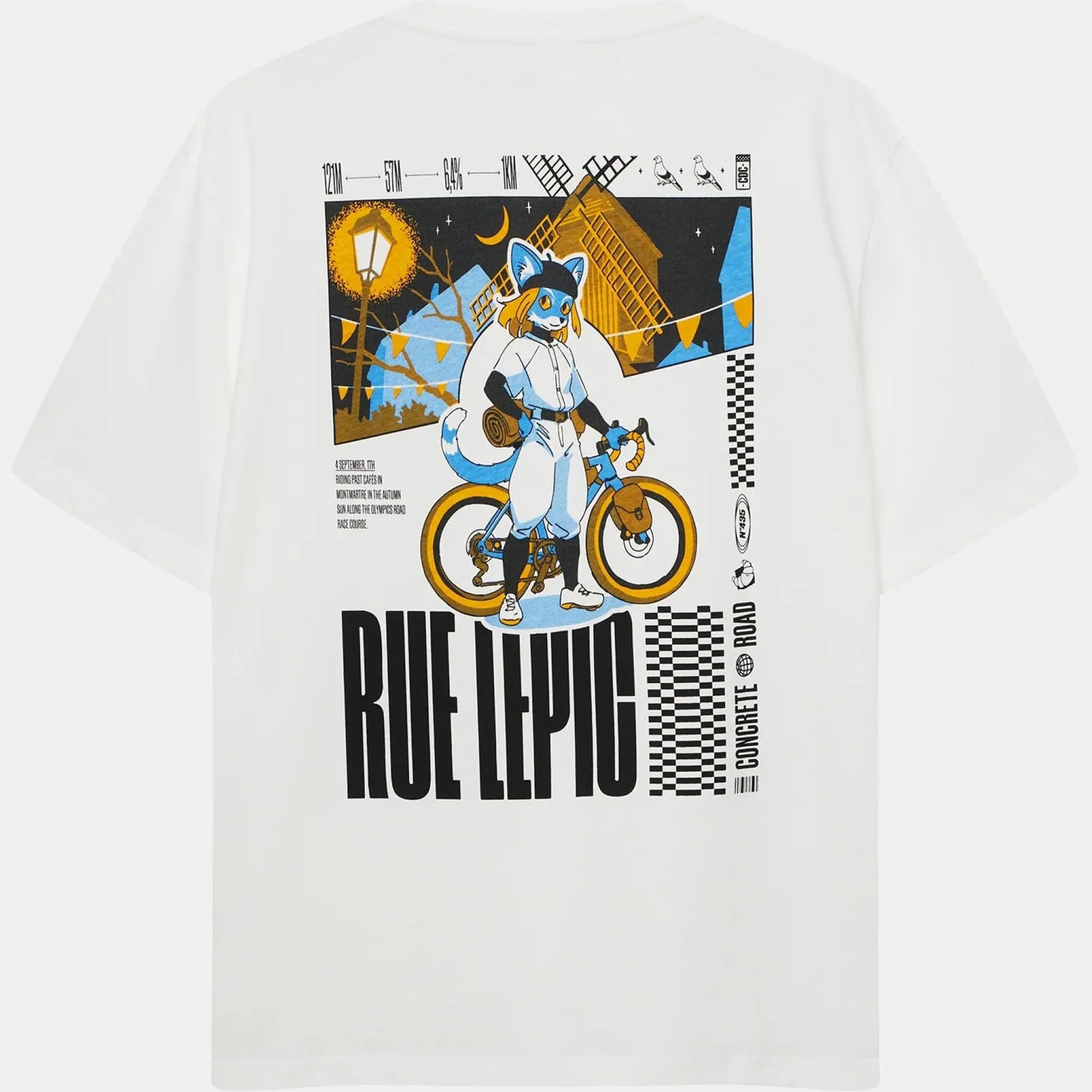 T-Shirt Cafe du Cycliste Col Paris - Bianco