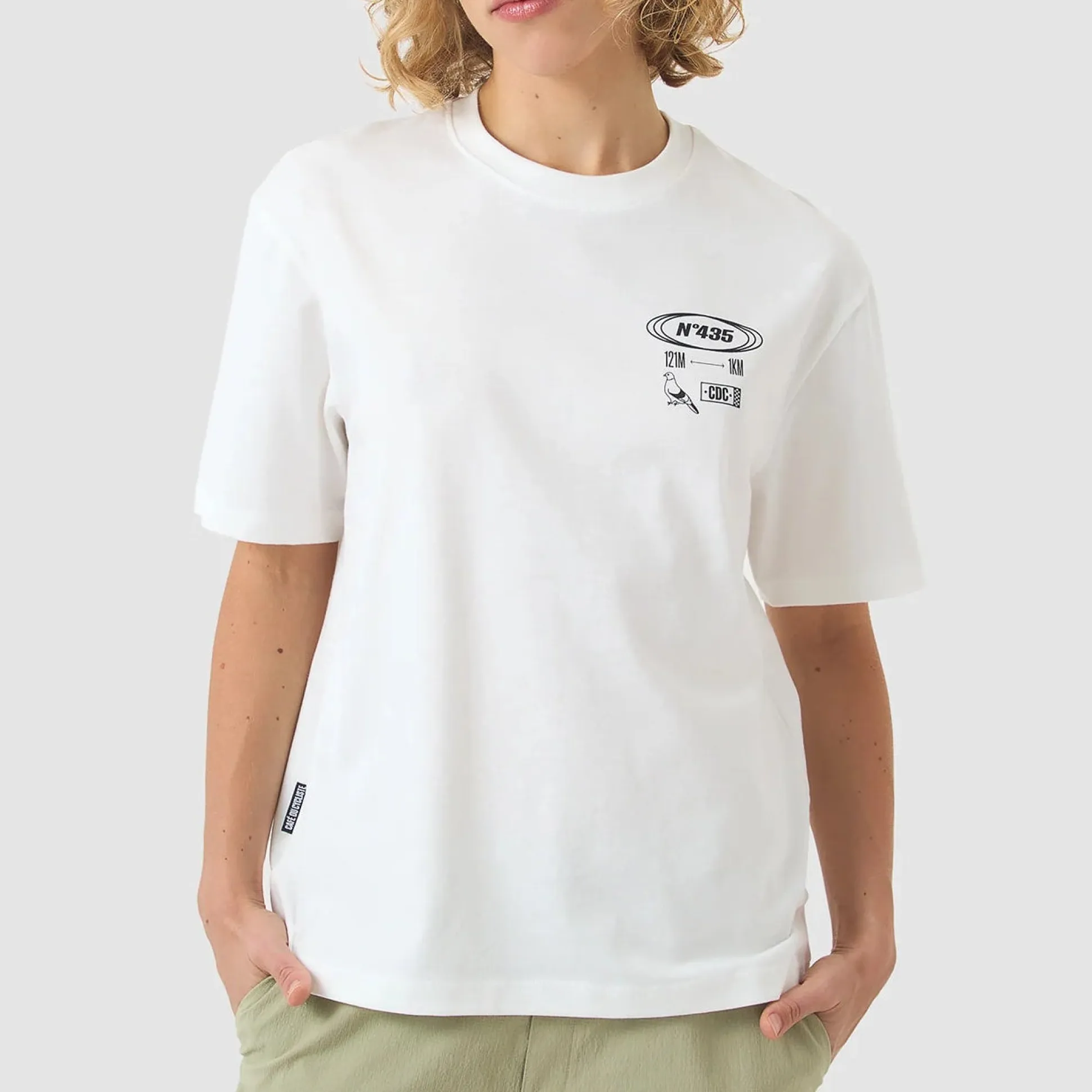 T-Shirt Cafe du Cycliste Col Paris - Bianco